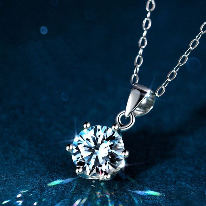 2 Carat 6-Prong Moissanite Pendant Necklace