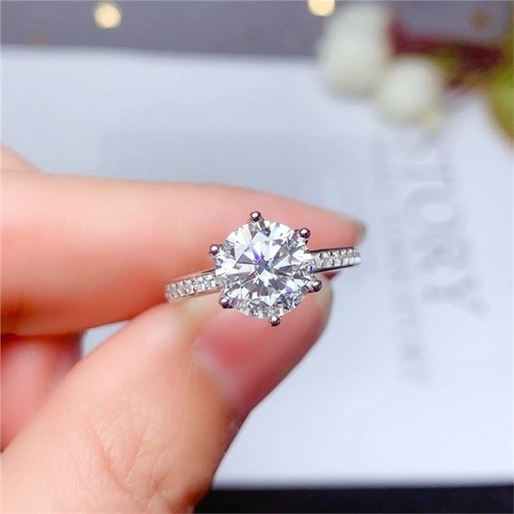 Real 1 Carat D Color Moissanite Wedding Rings For Women Top Quality 18K White Gold Color 100% 925 Sterling Silver Jewelry