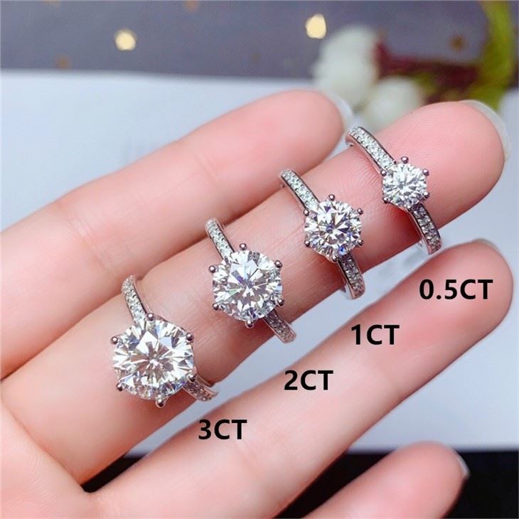 Real 1 Carat D Color Moissanite Wedding Rings For Women Top Quality 18K White Gold Color 100% 925 Sterling Silver Jewelry