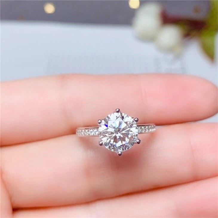 Real 1 Carat D Color Moissanite Wedding Rings For Women Top Quality 18K White Gold Color 100% 925 Sterling Silver Jewelry