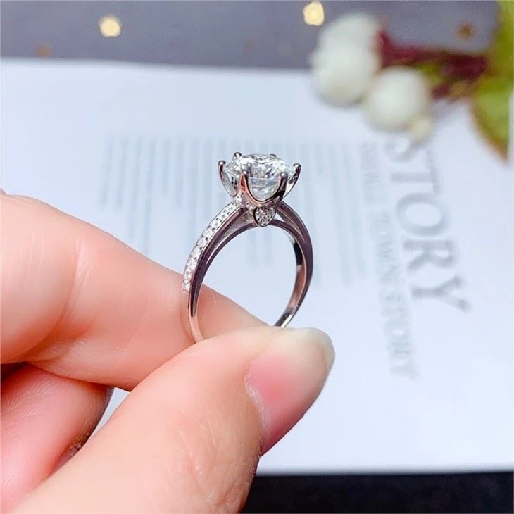 Real 1 Carat D Color Moissanite Wedding Rings For Women Top Quality 18K White Gold Color 100% 925 Sterling Silver Jewelry