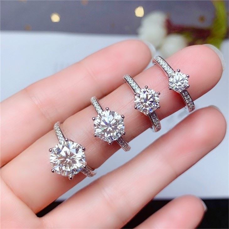Real 1 Carat D Color Moissanite Wedding Rings For Women Top Quality 18K White Gold Color 100% 925 Sterling Silver Jewelry