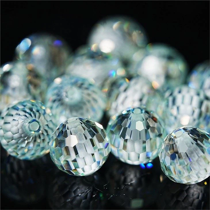 HMOISRound Bright Cut Blue-green Moissanite Beads 8mm/4.3-carat Genuine Nature VVS1 Loose Nature Moissanite Beads