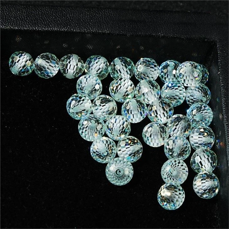 HMOISRound Bright Cut Blue-green Moissanite Beads 8mm/4.3-carat Genuine Nature VVS1 Loose Nature Moissanite Beads
