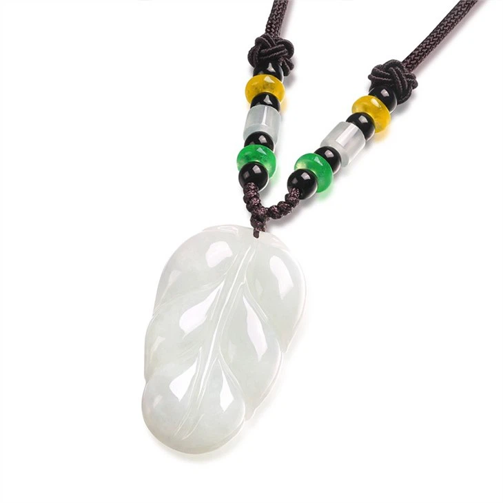 Jade Leaf Pendant Necklace Simple Plant Necklace For Women,adjustable Cord