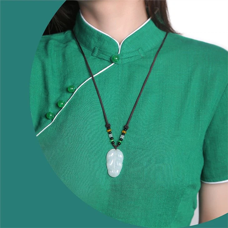 Jade Leaf Pendant Necklace Simple Plant Necklace For Women,adjustable Cord