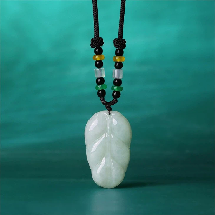Jade Leaf Pendant Necklace Simple Plant Necklace For Women,adjustable Cord