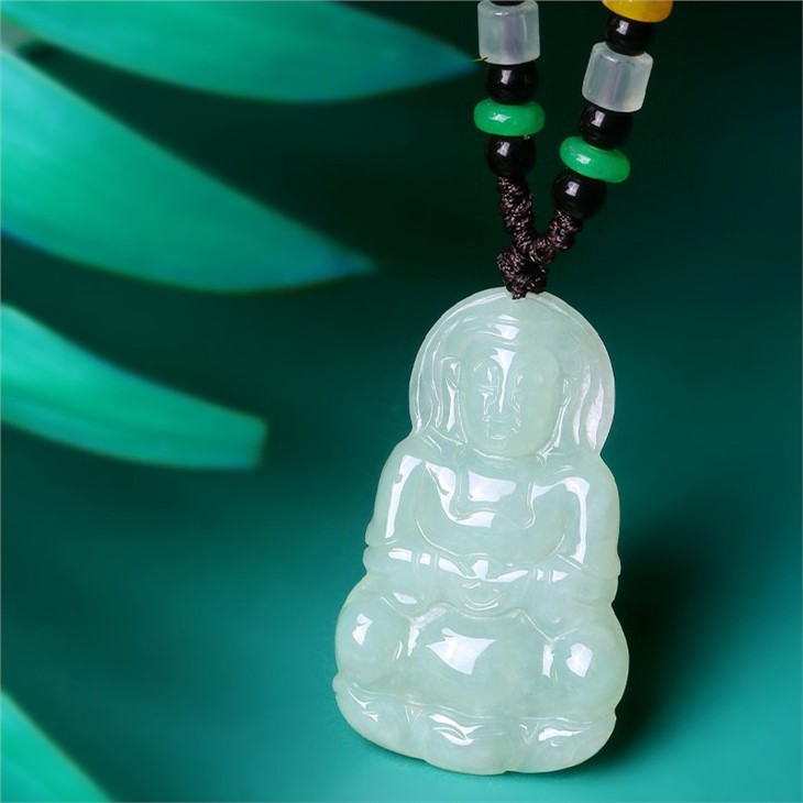 Buddha Jade Pendant Necklace,symbolizing Happiness And Wealth, Adjustable Black Dirt-resistant Cord
