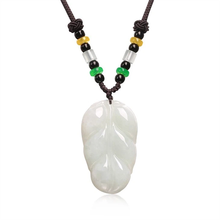 Jade Leaf Pendant Necklace Simple Plant Necklace For Women,adjustable Cord